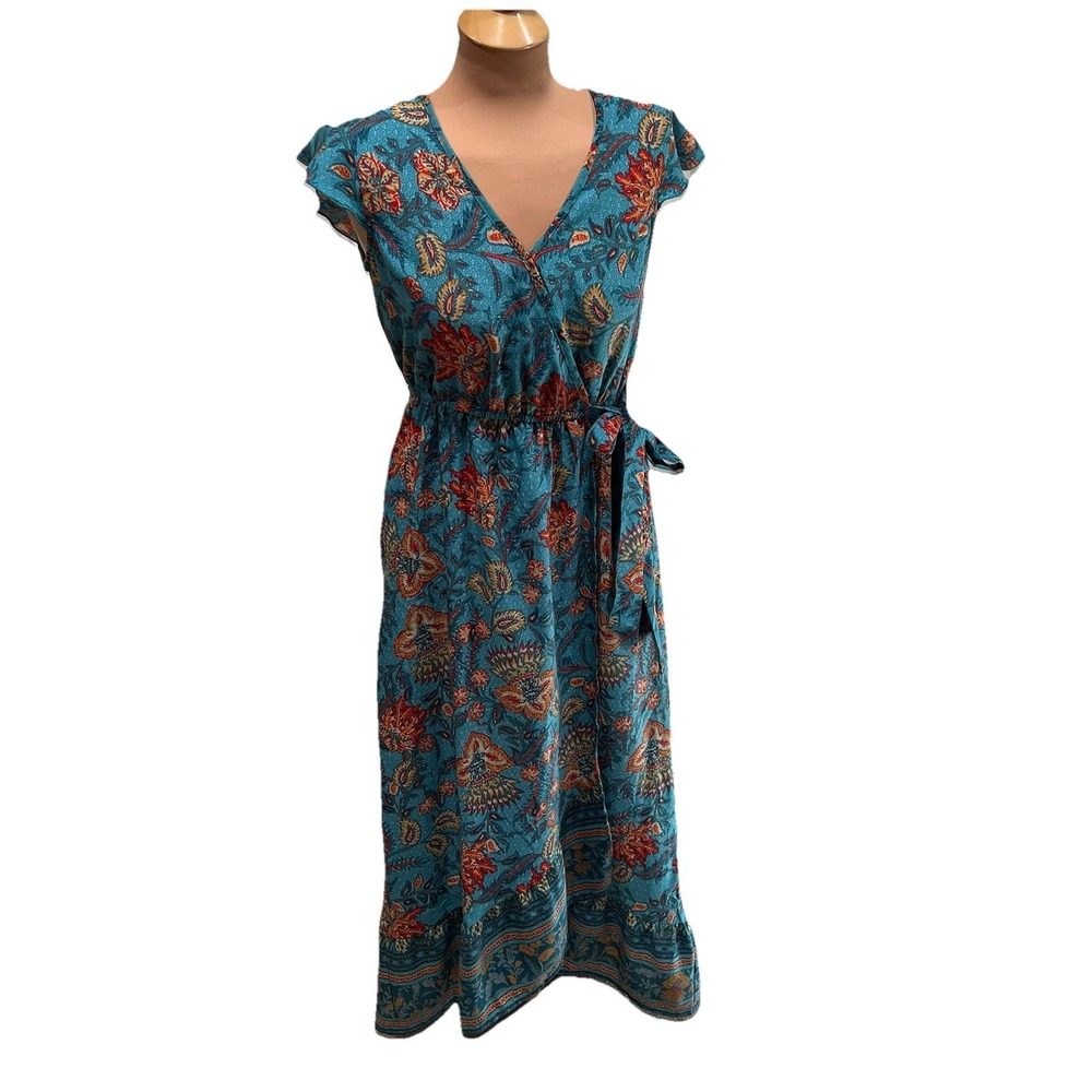 Band Of The‎ Free Faux Wrap Maxi Dress Floral Boho Peasant Romantic Cottagecore